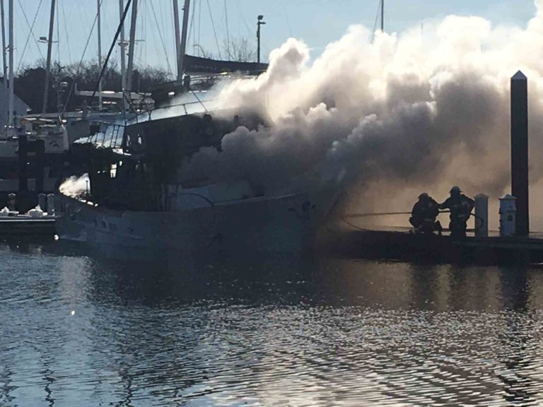 Boat Fire at Cape Charles Yacht Club