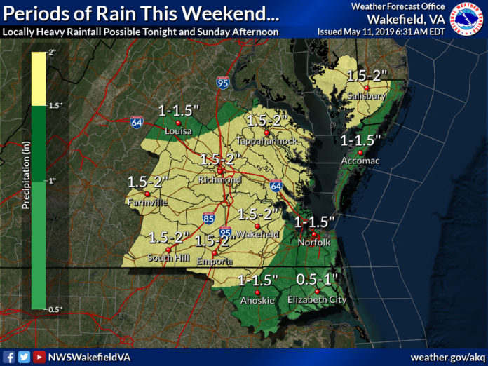 NWSWakefieldVA on Heavy rain/flooding Potential This weekend