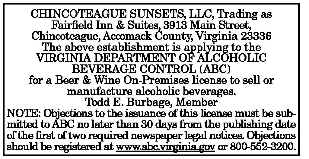 Fairfield Inn ABC license