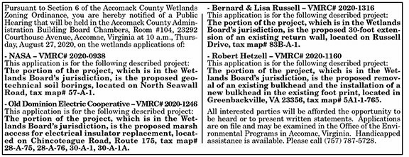 Accomack County Wetlands Boarding meeting 8.14, 8.21