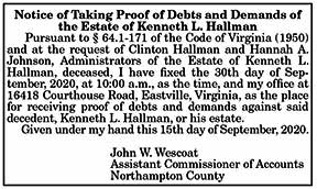 Debts and Demands of the Estate of Kenneth L. Hallman 9.18