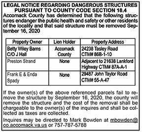 Legal Notice Regarding Dangerous Structures 9.4, 9.11
