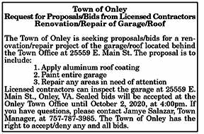 Town of Onley Request for Proposals 9.11