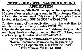 Oyster Grounds Application Frishman 10.9, 10.16