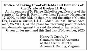 Debts and Demands of the Estate of Evelyn H. Ray 11.6