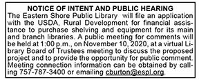 NOTICE OF INTENT AND PUBLIC HEARING ES PUBLIC LIBRARY 11.6