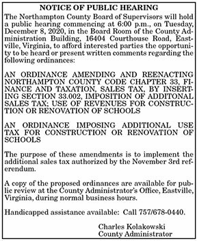 Northampton County Board of Supervisors Sales Tax Amendment Ordinance 11.20, 11.27