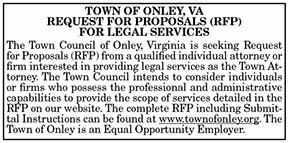 Town of Onley RFP Legal Services 11.20, 11.27