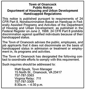 Town of Onancock Handicapped Regulations 12.4