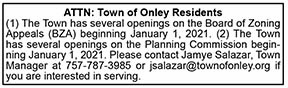 Town of Onley BZA and Planning Commission Openings Public Hearing 12.11