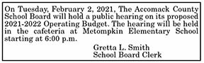 Accomack County School Board Public Hearing 1.29