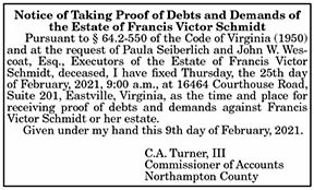 Debts and Demands of Estate of Francis Victor Schmidt 2.12