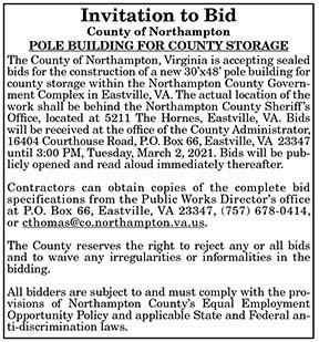 Invitation to Bid on Northampton County Pole Bldg. 2.5, 2.12