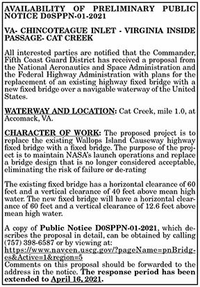 Availability of Preliminary Public Notice Chincoteague Inlet 3.19