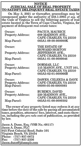 Judicial Sale of Cape Charles Real Property 4.2