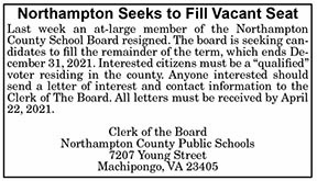 Northampton County School Board Seat Vacancy 4.2, 4.9