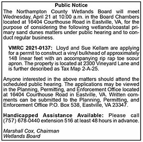 Northampton County Wetlands Board Public Notice 4.2, 4.9