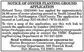Oyster Planting Ground  Application Terry 4.2, 4.9