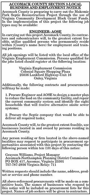 Accomack County Section 3 Local Business and Employment Notice 4.9