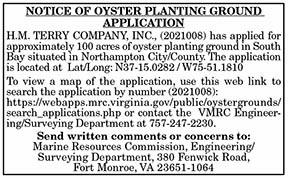 Oyster Planting ground Application HM Terry 4.16, 4.23