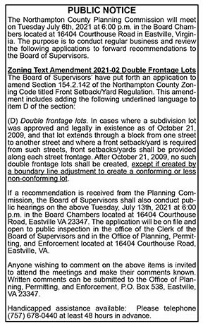 Northampton County Planning Commission Public Notice 6.18, 6.25