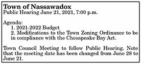 Town of Nassawadox Public Hearing 6.4, 6.11