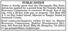 VMRC Public Notice Chesapeake Bay Foundation 6.25