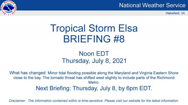 UPDATED NOON THURSDAY: Tropical Storm Elsa Expected To Impact Shore Thursday Afternoon/Evening