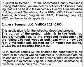 Accomack County Wetlands Zoning Ordinance Endless Summer LLC 7.9, 7.16
