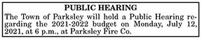 Town of Parksley Public Hearing 7.2, 7.9