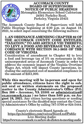 Accomack County Board of Supervisors Public Hearing 8.13
