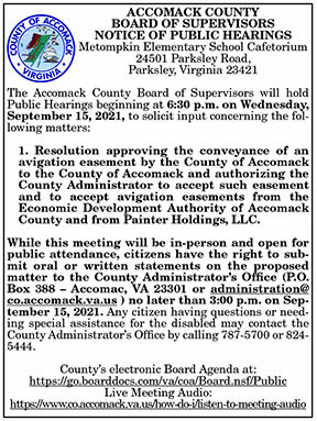 Accomack County Board of Supervisors Notice of Public Hearing Airport Avigation 9.3, 9.10