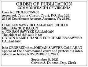 Notice Obtain Name Change for Charles Sawyer Callahan 9.10, 9.17, 9.24, 10.1