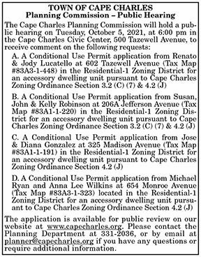 Town of Cape Charles Planning Commission Public Hearing 9.27, 10.1