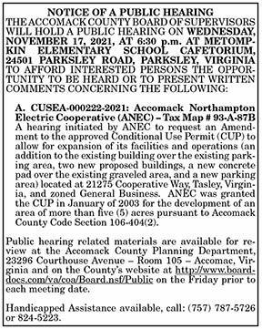 Accomack County Board of Supervisors Public Hearing 10.29, 11.5