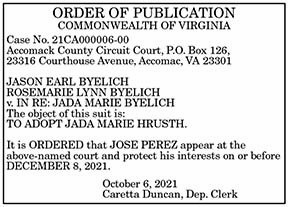 Adoption of Jada Marie Hrusth 10.15, 10.22, 10.29, 11.5