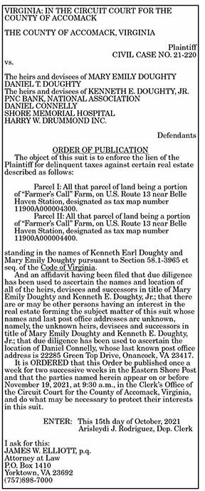 Order of Publication Doughty 10.22, 10.29