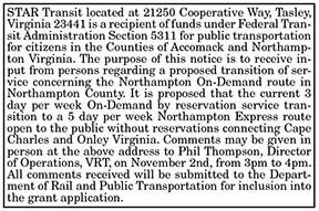 STAR Transit Public Comment on Demand Transition to Express 10.8