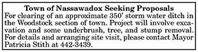 Town of Nassawadox Seeking Proposals for Ditch Cleaning 10.8, 10.15, 10.22