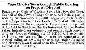 Cape Charles Town Council Public Hearing Property Disposal 11.5