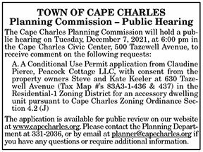 Town of Cape Charles Planning Commission Public Hearing 11.26, 12.3