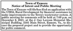 Town of Exmore Notice of Intent and Public Meeting 11.12, 11.19