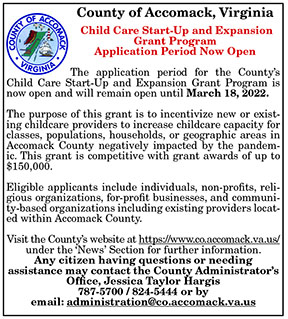 Accomack Child Care Start-Up and Expansion Grant Program Application Period Open 2.11, 2.18