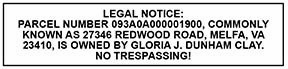 No Trespassing at 27346 Redwood Road, Melfa, VA 23410 2.18