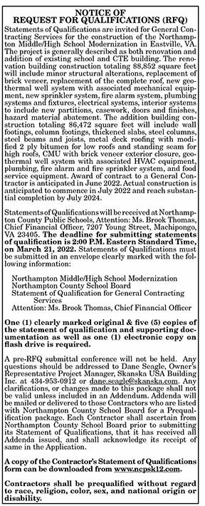 RFQ for General Contracting Services for Northampton Middle . High School Modernization 2.18