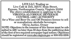 ABC License for Livs Cafe 3.25, 4.1