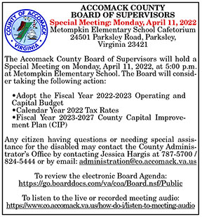 Accomack County Board of Supervisors Special Meeting 4.1, 4.8