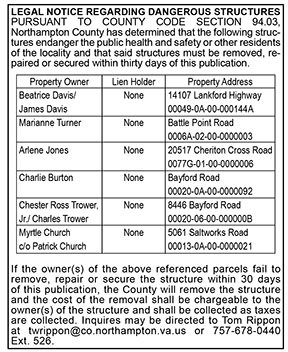 Northampton County Dangerous Structures 3.18, 3.25