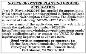 Oyster Planting Ground Application Jacob R. Floyd 4.1, 4.8