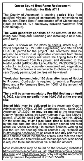 Queen Sound Board Ramp Replacement Invitation for Bids 3.24, 4.1